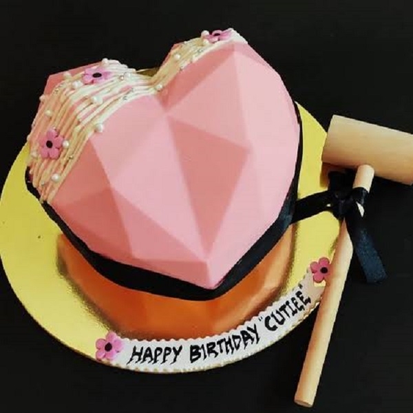 Pink Heart Shape Pinata Cake