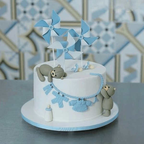 Vanilla Fondant Baby Shower Cake