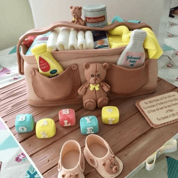 Newborn Bag Design Cake for Baby Shower