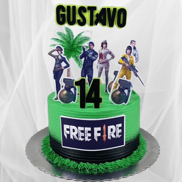 Gustavo 14 Free Fire Cake