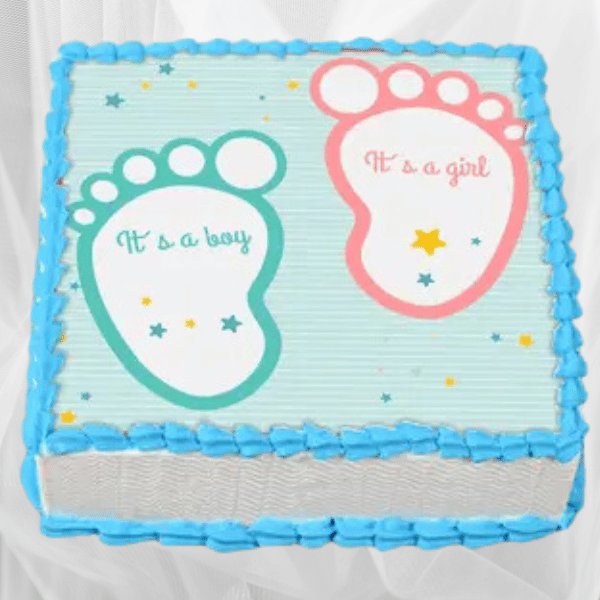 Square Shape Baby Shower Theme Cake