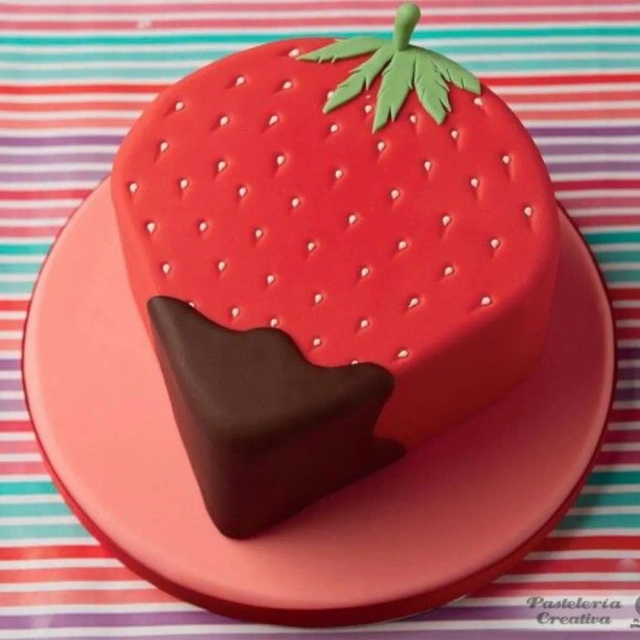 Strawberry fondant cake