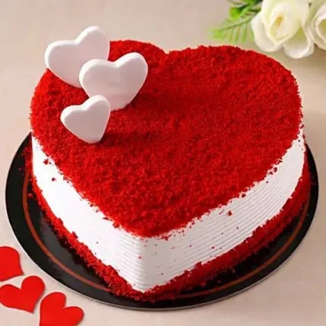 Heart shape red velvet cake design