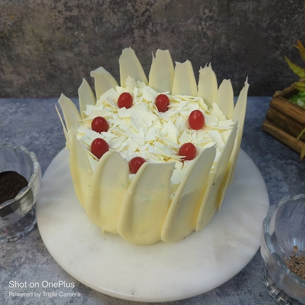 White Forest Cake with Cherries