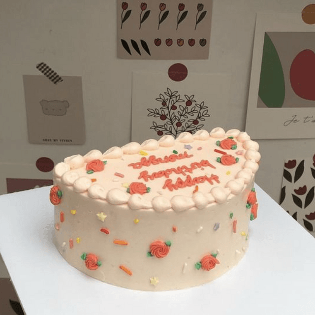 Rose Flower Half Cake for Kids