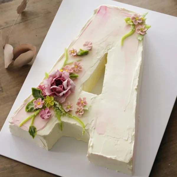 Creamy Rose A Alphabet Cake