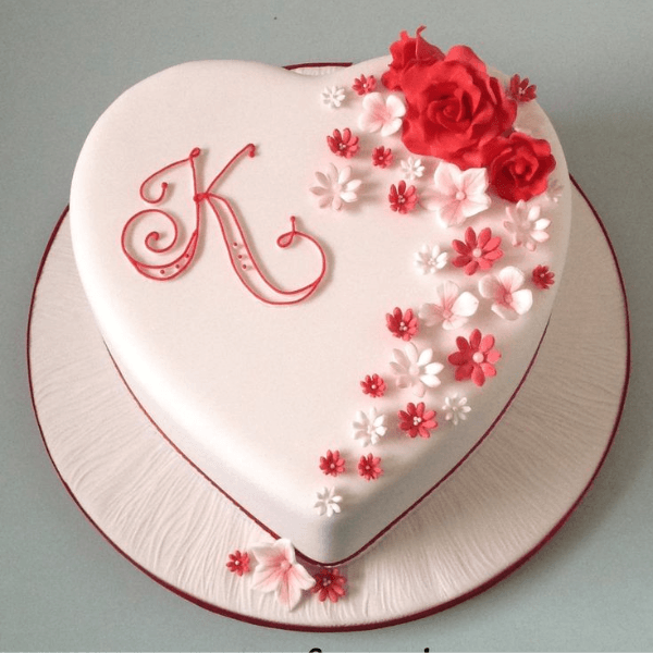 Heart Shape Flower Design Cake