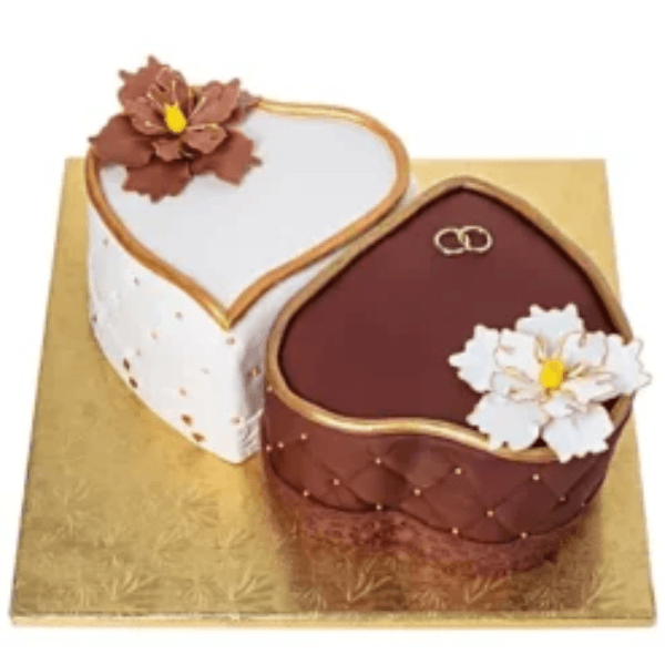 Choco Vanilla Heart Shape Cake Set of 2 Pieces