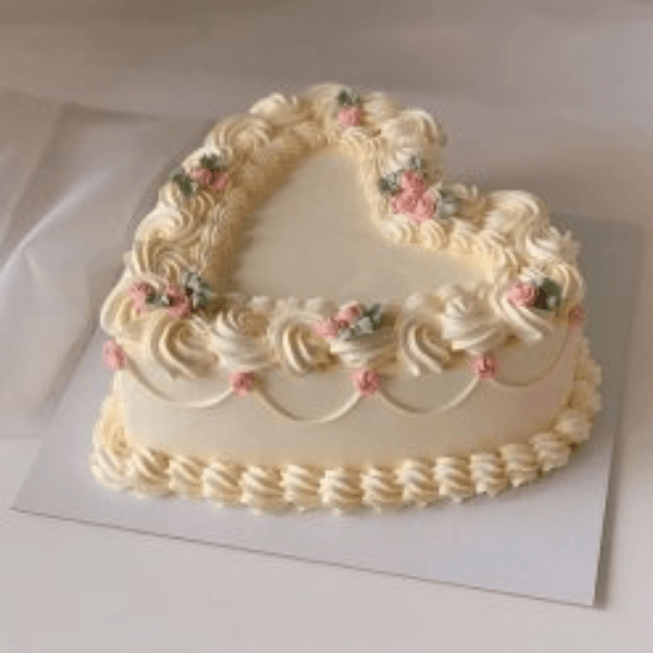 Cream Heart Shape Cake