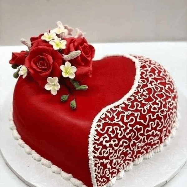 Red Coloured Heart Cake