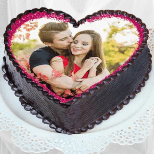 Heart shape photo cake