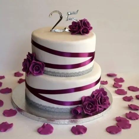 Silver Wedding Anniversary Cake