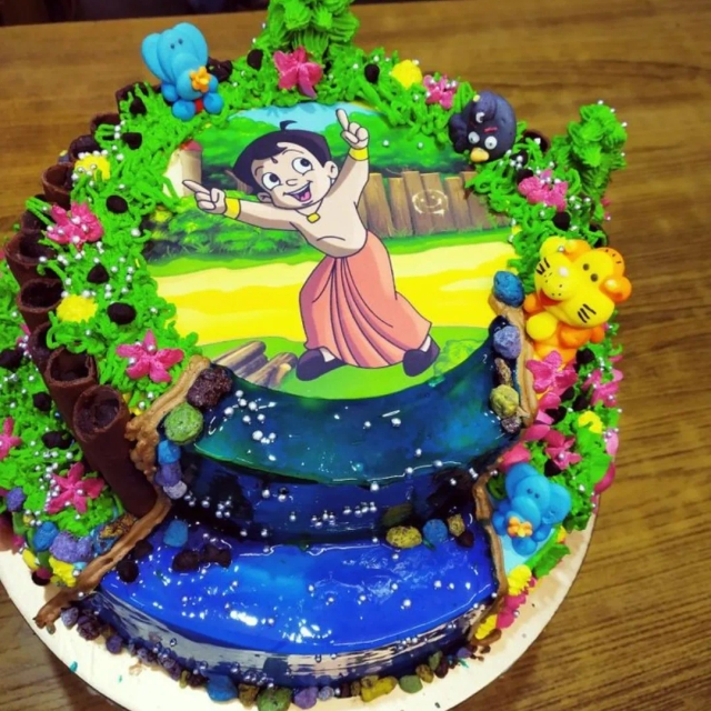 Chota Bheem Floral Cake