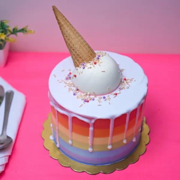 Rainbow Waffle Cake