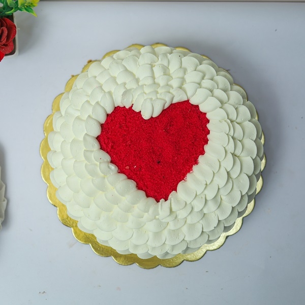 Designer Red Velvet Heart Cake For Love One