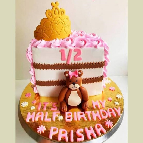 Half Birthday Cake In Pineapple Flavour