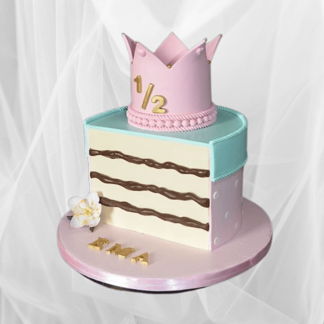 Pink Crown Designer Half Cake