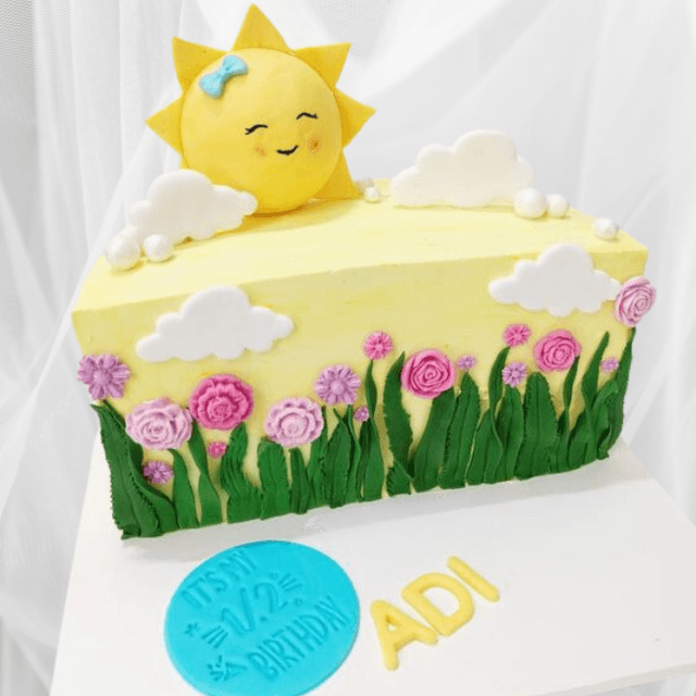 Sun Shine Theme Half Cake for 6 Months Baby