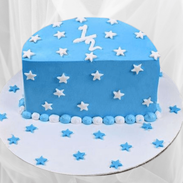Blue White Star Vanilla Half Cake