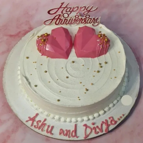 Anniversary Cake with 2 Pinata Hearts